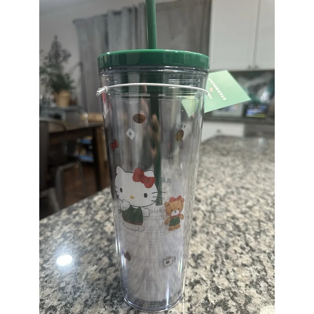 BRAND‎ NEW Starbucks HELLO KITTY Clear 24oz Tumbler 2025 Christmas Limited